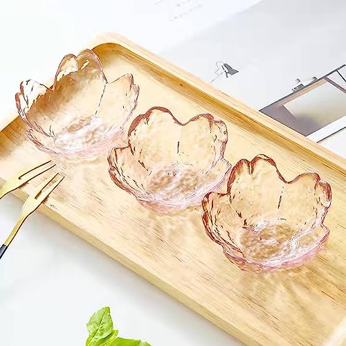Rayberro 4 Pack Sakura Sauce Dishes Set, Pink Cherry Flower Crystal Glass Appetizer Plates Dipping Bowls Tasting Dishes Serving Dish Seasoning Saucers Bowl Little Bowls Ice Cream Snack Sushi Soy Condiment Dish - Image 5