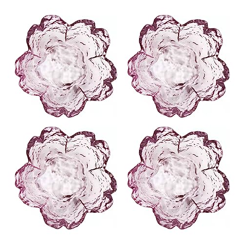 Rayberro 4 Pack Sakura Sauce Dishes Set, Pink Cherry Flower Crystal Glass Appetizer Plates Dipping Bowls Tasting Dishes Serving Dish Seasoning Saucers Bowl Little Bowls Ice Cream Snack Sushi Soy Condiment Dish - Image 1