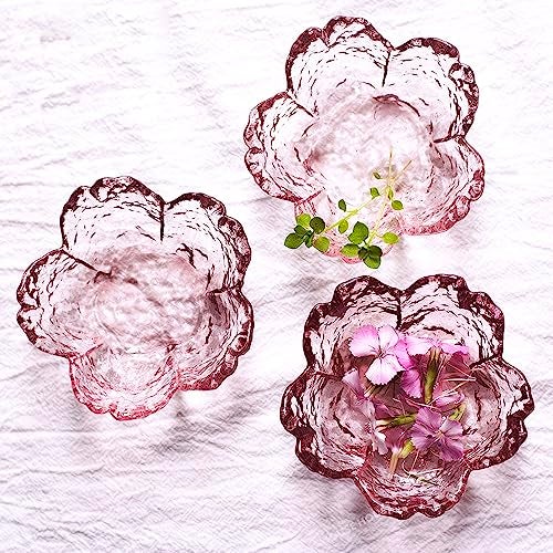Rayberro 4 Pack Sakura Sauce Dishes Set, Pink Cherry Flower Crystal Glass Appetizer Plates Dipping Bowls Tasting Dishes Serving Dish Seasoning Saucers Bowl Little Bowls Ice Cream Snack Sushi Soy Condiment Dish - Image 4