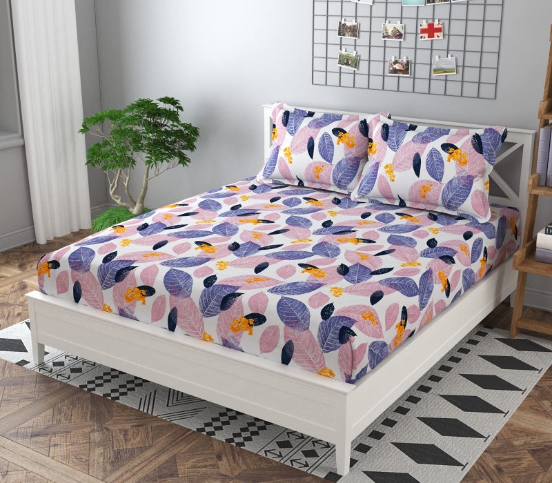 FRESH FROM LOOM Microfiber 144 TC King Bedsheet for Double Bed|Hypo-Allergenic Floral Design Bed Spread|Wrinkle Free Bedsheets/Bedcover|Includes 2 Pillow Covers (90 x 95 Inches, Multi Color) - Image 3