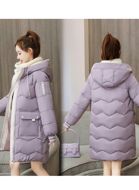 2024 Winter Down Cotton Coat Women Korean Loose Long Thick JacketViolet Violet