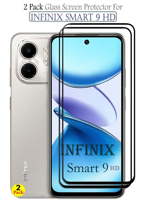 2 Pack Screen Protector for Infinix Smart 9 HD | Tempered Glass Available in Combo Pack Compatible with Infinix Smart 9 HD | Screen Protector Full HD Quality Tempered Glass Anti-Scratch Edge to Edge Coverage with Easy Installation Kit - Black