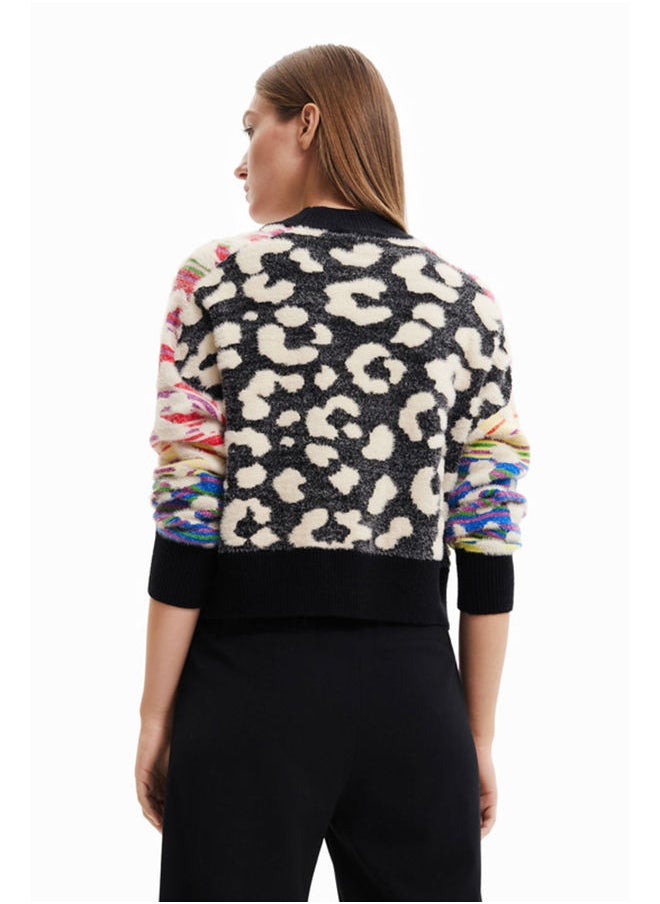 DESIGUAL Striped leopard-effect jumper  - Image 2