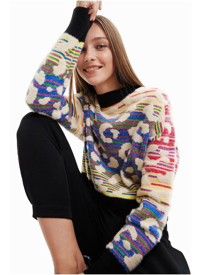 DESIGUAL Striped leopard-effect jumper  - Image 3
