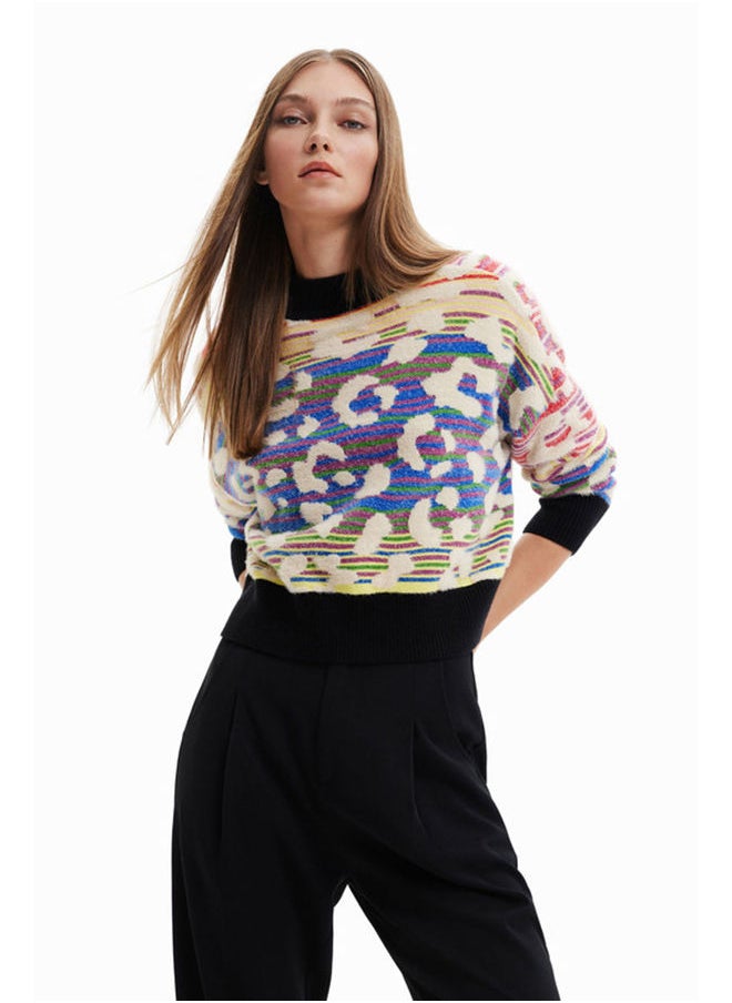 DESIGUAL Striped leopard-effect jumper  - Image 1