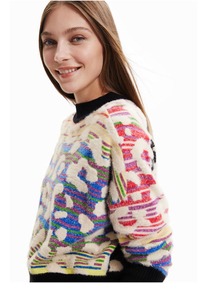DESIGUAL Striped leopard-effect jumper  - Image 4