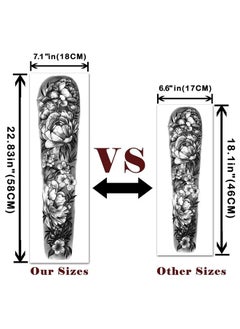 46 Sheet Full Arm Temporary Tattoo for Women with Peony Bird Daisy Rose Half Arm Flower Chrysanthemum Temporary Tattoos for Girls Boys Long Lasting Butterfly Fake Tattoo for Youngs