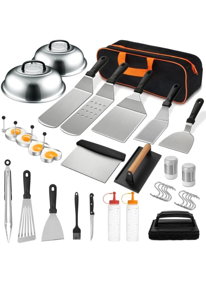 BBQ Tools Set, 35PCS Grill Accessories Kit, Barbecue Tool Set with Spatula Scraper Basting Cover, Outdoor Cooking Tools for Grill Camping Party - Image 1