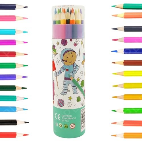 PLUSPOINT Astronaut color pencil set for kids 24 colors Shades Soft Wax Pencils 3 MM Colouring Pencil, Artist Sketching Colour Pencils Drawing Color for Art & Craft Work - Image 1
