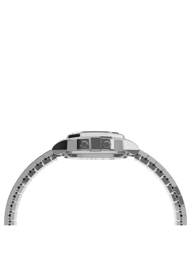 تيميكس ساعة TIMEX للنساء بهيكل ريزين فضية وسوار ستانلس ستيل فضي - Image 2