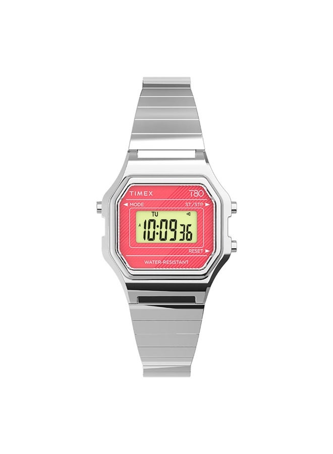 تيميكس ساعة TIMEX للنساء بهيكل ريزين فضية وسوار ستانلس ستيل فضي - Image 1