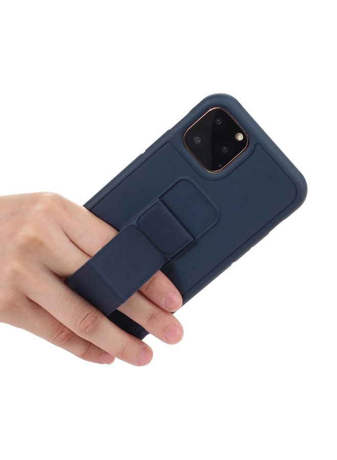 Shockproof PC TPU Protective Back Cover With Wristband Holder For Apple iPhone 12/12 Pro Dark Blue - Image 2