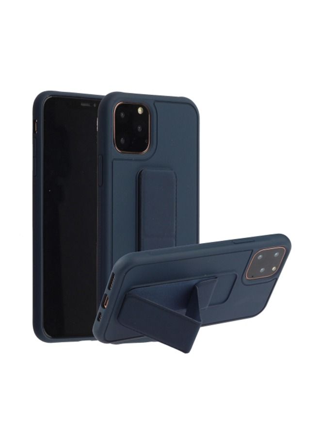 Shockproof PC TPU Protective Back Cover With Wristband Holder For Apple iPhone 12/12 Pro Dark Blue - Image 1
