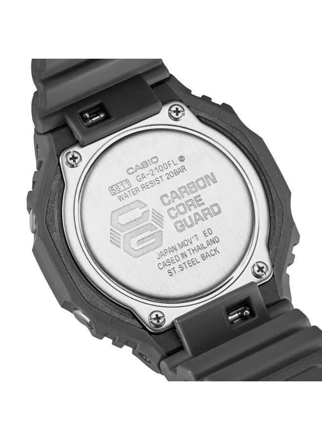 Casio G-SHOCK GA-2100FL-8A, Carbon Core Guard Analog-Digital Watch, Octagonal Bezel, Shock Resistant, 200M Water Resistant, Double LED Light, World Time - Image 5
