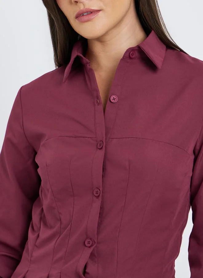 Styli Styli Tailored Waist Buttoned Spread Collar Shirt