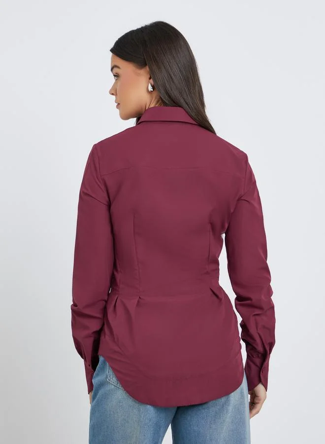 Styli Styli Tailored Waist Buttoned Spread Collar Shirt