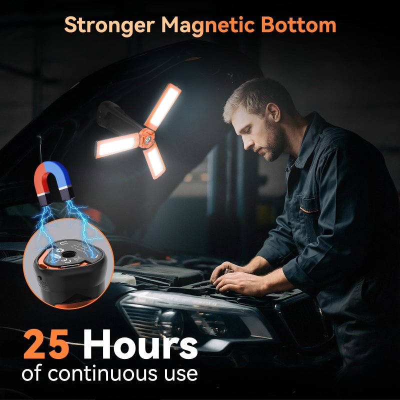 Dimgogo Rechargeable Camping Light with Stand 7ft Max Height, 15000mAh Portable Cordless LED Work Light, 5500 Lumen 6500/4500/3500K Dimmable Emergency Flashlight with Detachable Tripod, Orange - Image 5