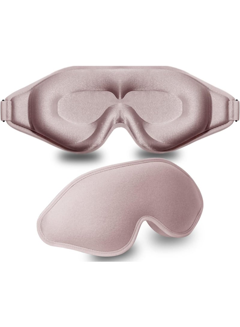 Sleep Mask, 3D Deep Contoured Eye Covers for Sleeping, 99% Block Out Light Eye Mask, Zero Eye Pressure Cup Blindfold for Men Women, with Adjustable Strap for Sleeping, Yoga, Traveling (Pink) - Image 1