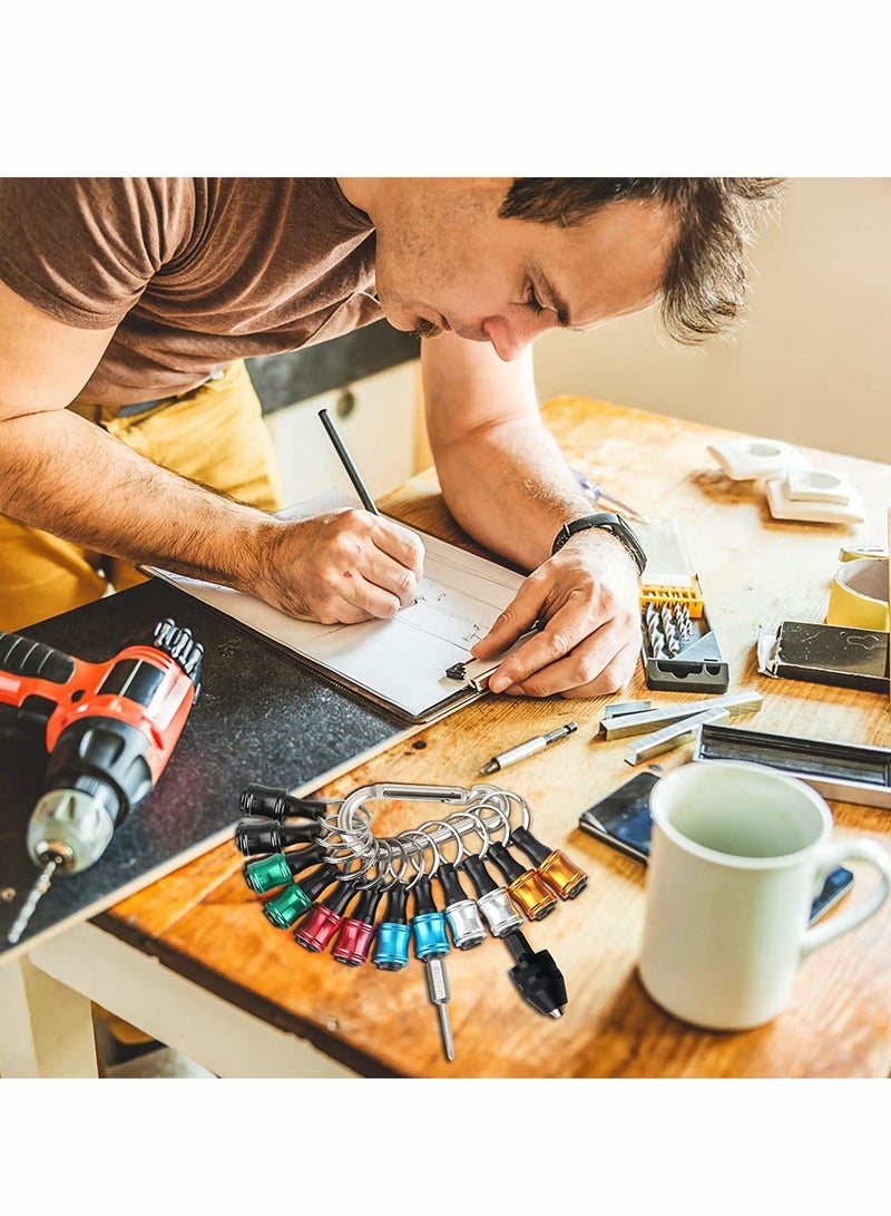 Excefore 12PCS 1/4 Inch Hex Shank Screwdriver Bits Holder Extension Bar Keychain Screw Adapter Drill Fast Change Portable Hand-held Bit Holder for Electric Screwdrivers and Drill Bit (6 Colors) - Image 4