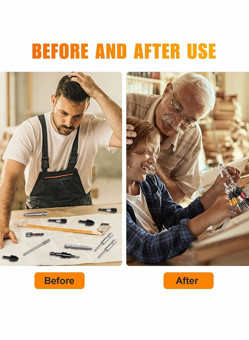 Excefore 12PCS 1/4 Inch Hex Shank Screwdriver Bits Holder Extension Bar Keychain Screw Adapter Drill Fast Change Portable Hand-held Bit Holder for Electric Screwdrivers and Drill Bit (6 Colors) - Image 3