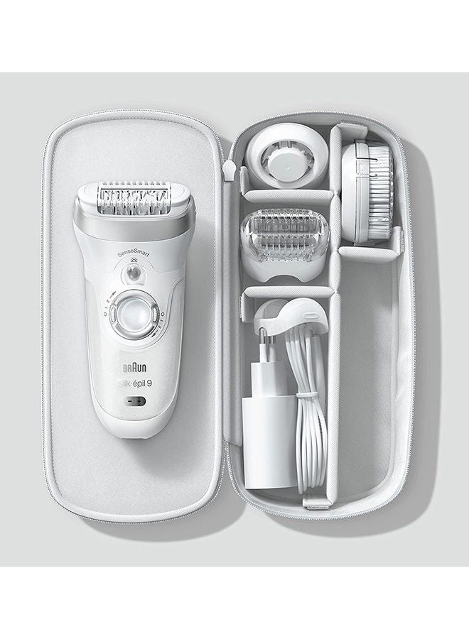 BRAUN Silk Epil 9 Epilator Senso Smart With Spa Brushes Wet And Dry Special Design With Travel Bag MBSES9 White - Image 5