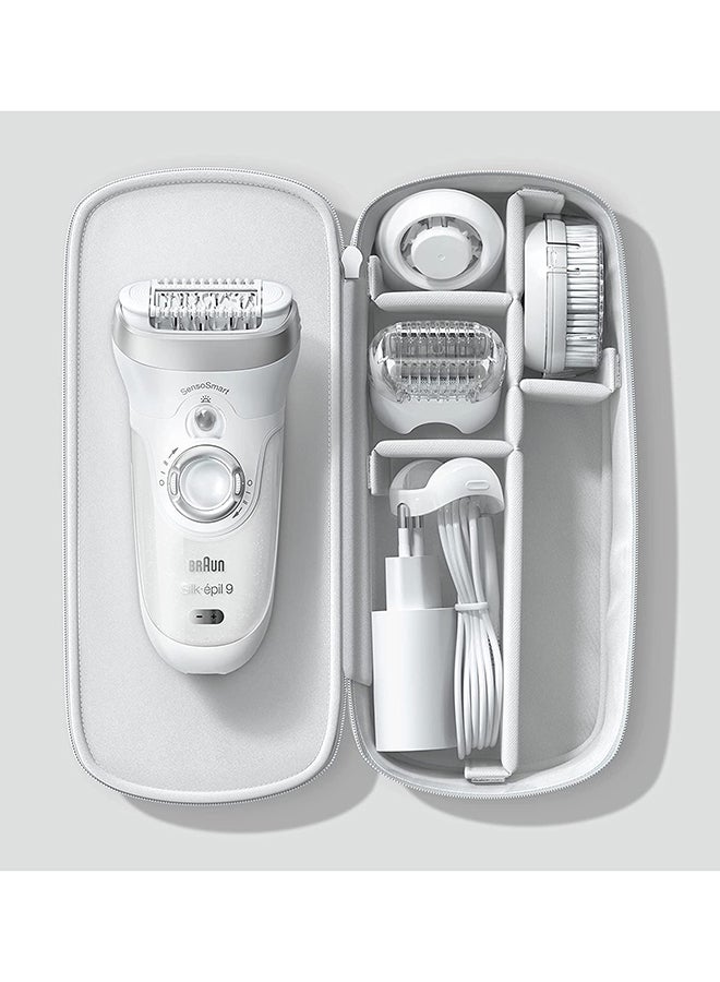 BRAUN Silk Epil 9 Epilator Senso Smart With Spa Brushes Wet And Dry Special Design With Travel Bag MBSES9 White - Image 4