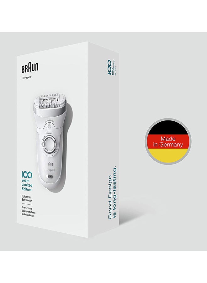 BRAUN Silk Epil 9 Epilator Senso Smart With Spa Brushes Wet And Dry Special Design With Travel Bag MBSES9 White - Image 3