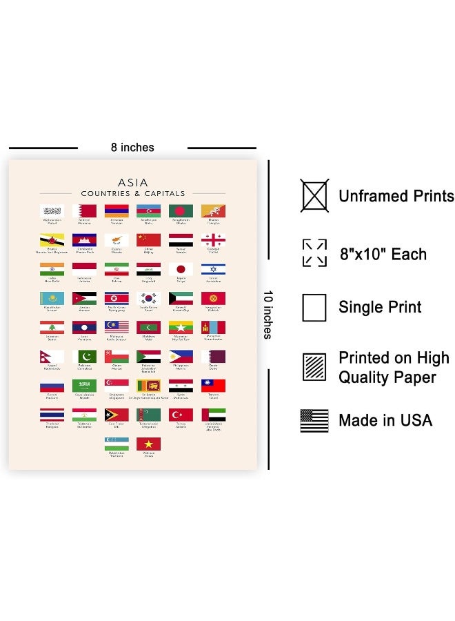 Poster Master Flags Of Asia Poster - Asian Countries & Capitals Print - Learning Materials Art - Educational Art - Gift For Student & Teacher - Decor For Classroom Or Library - 8X10 Unframed Wall Art - Image 2