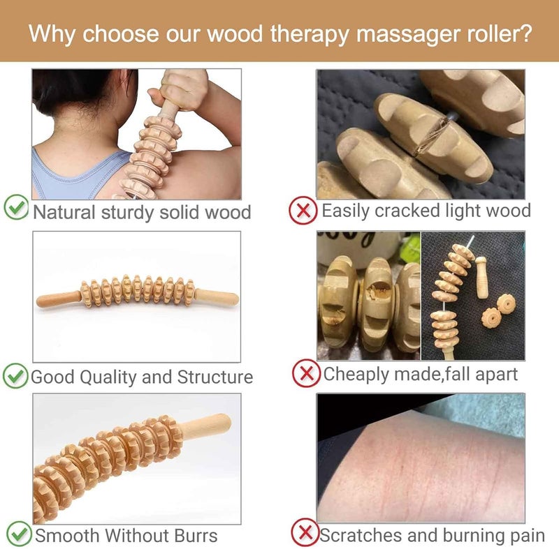 Gihunk Wood Therapy Massage Tools 16 inch Professional Wooden Massage Roller Stick  Wood Therapy Tools for Body Shaping Body Sculpting Tools Ease Deep Tissue - Image 5