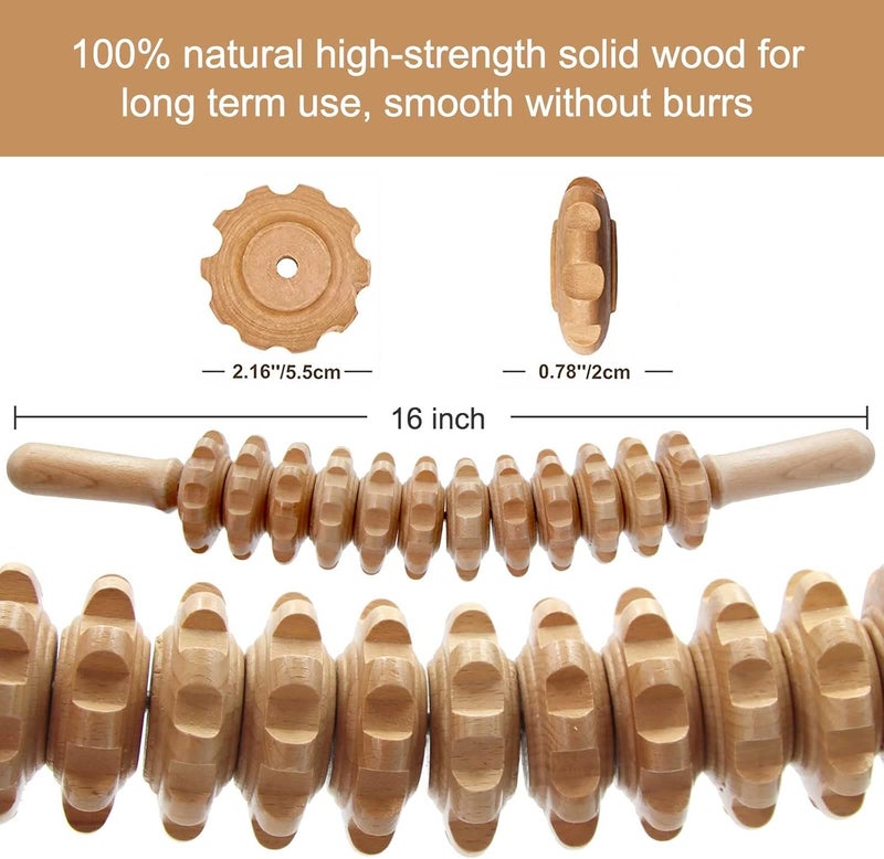 Gihunk Wood Therapy Massage Tools 16 inch Professional Wooden Massage Roller Stick  Wood Therapy Tools for Body Shaping Body Sculpting Tools Ease Deep Tissue - Image 3