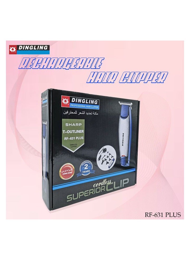دينجلينج ماكينة تهذيب الشعر من DlNGLING بدون سلك بمشبك متفوق شارب T-Outliner قابلة لإعادة الشحن عالية الدقة لتشذيب اللحية- RF631 - Image 2