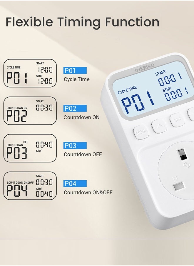 INKBIRD - INKBIRD Plug-in Timer Thermostat C216T Programmable Heating and Cooling Temperature Controller with Timing Control High/Low-Temperature Alarm Refrigeration Delay Memory Function - Image 1