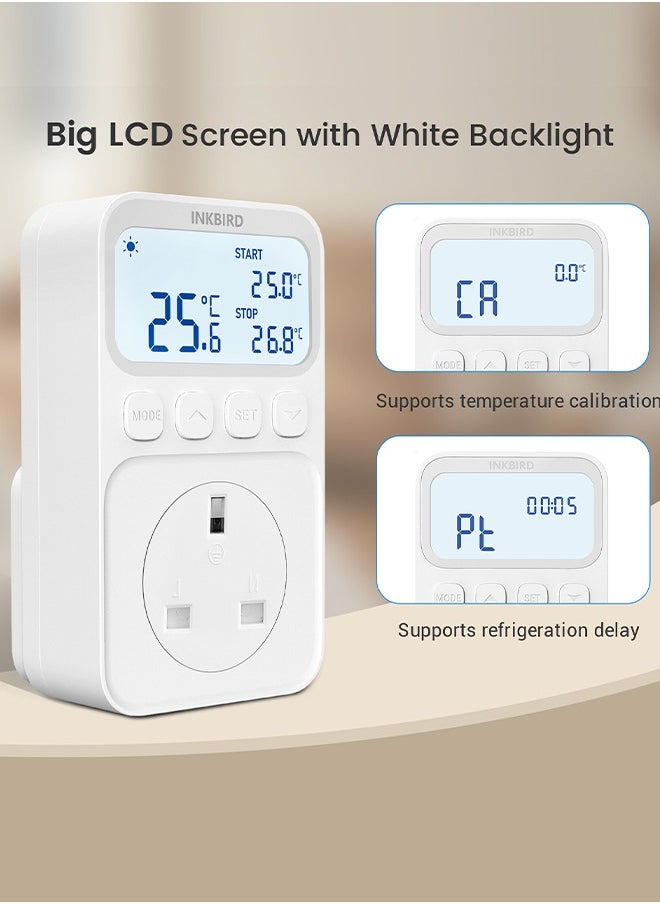 INKBIRD - INKBIRD Plug-in Timer Thermostat C216T Programmable Heating and Cooling Temperature Controller with Timing Control High/Low-Temperature Alarm Refrigeration Delay Memory Function - Image 1