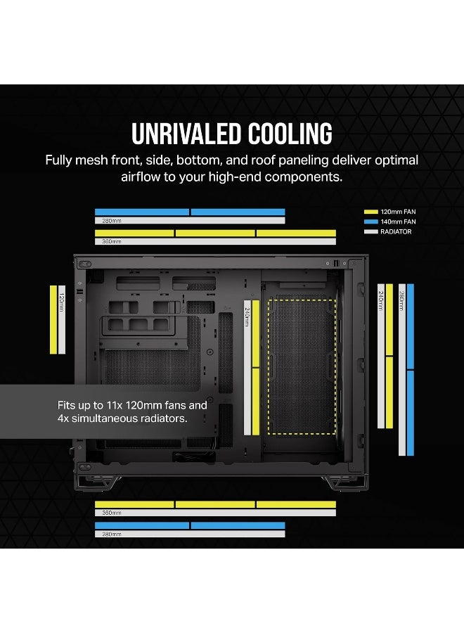 كورسير حافظة كمبيوتر 2500D AIRFLOW متوسطة الحجم mATX - بدون مروحات مرفقة - تصميم ذو غرفتين - مرونة تبريد واسعة - متوافقة مع اللوحات الأم ذات الاتصال العكسي - سوداء - Image 5
