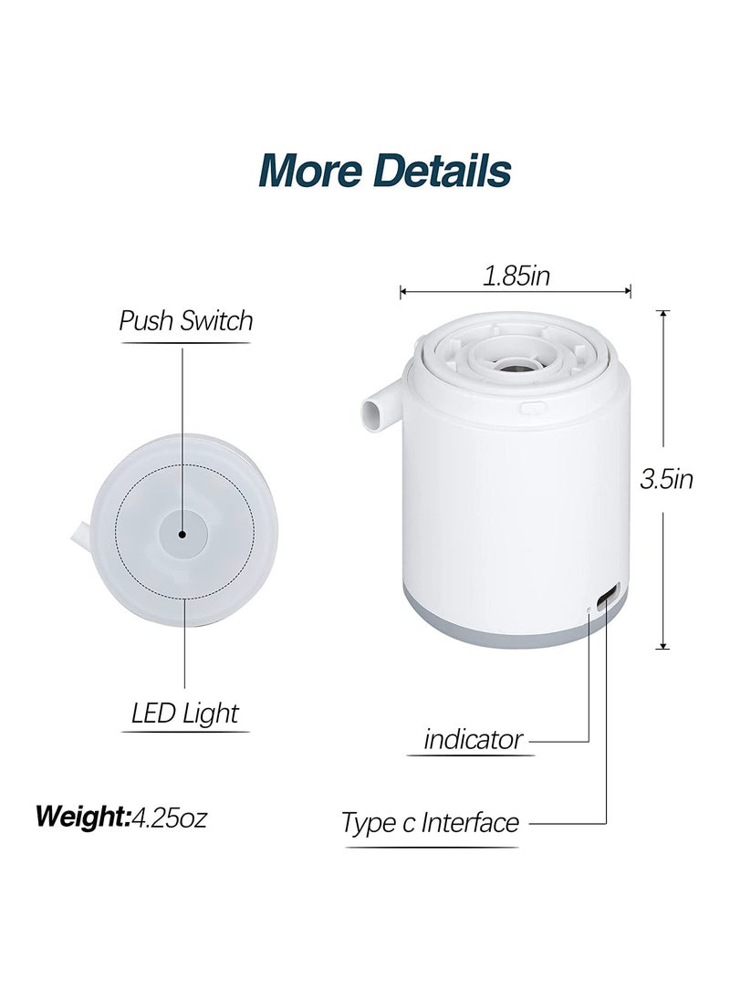 SYOSI - Mini Portable Air Pump Mini Electric Air Pump for Inflatables 1400mAh Battery USB Rechargeable Air Pump with 410LM LED Light Quick Inflate for Camping Battery Pool Float Pump - Image 1
