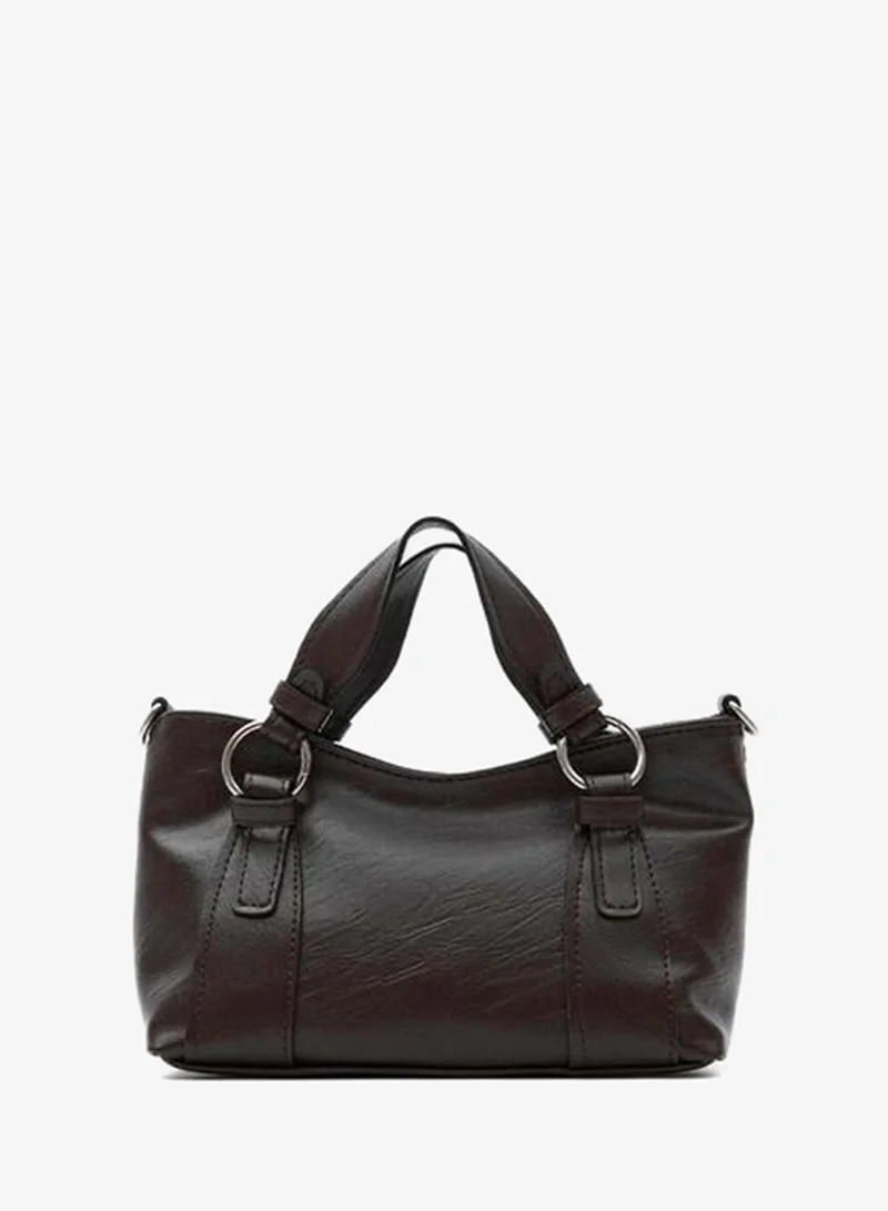 Jardin Ring Detailed Hand and Crossbody Bag Dark Coffee.