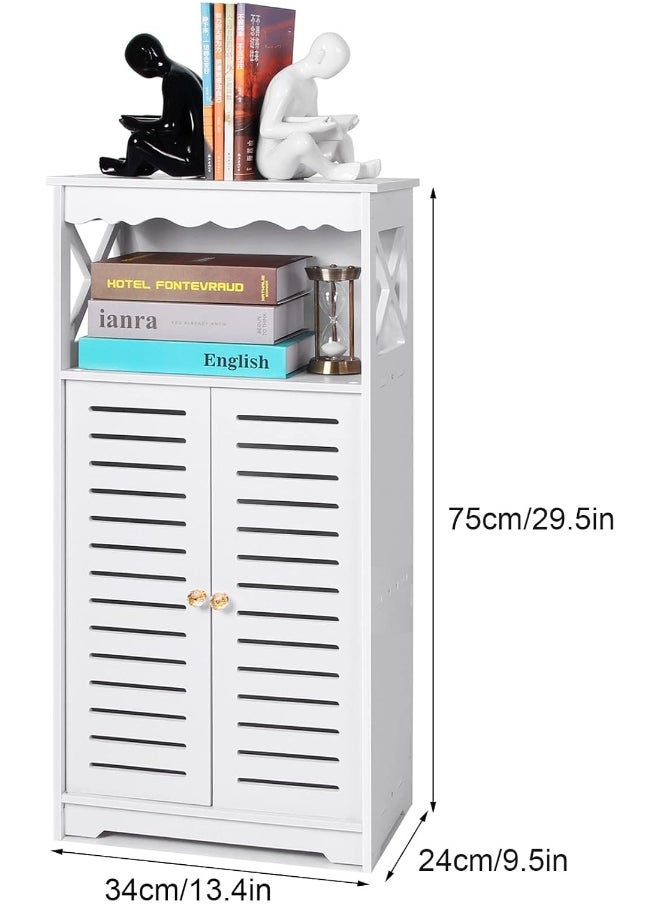 TPGP Bathroom Storage Cabinets, White Floor Cabinet, Home Waterproof Storage Furniture for Bedroom Kitchen Hallway, Cupboard Unit with Daily use Layer, 75x24x34cm  - Image 2