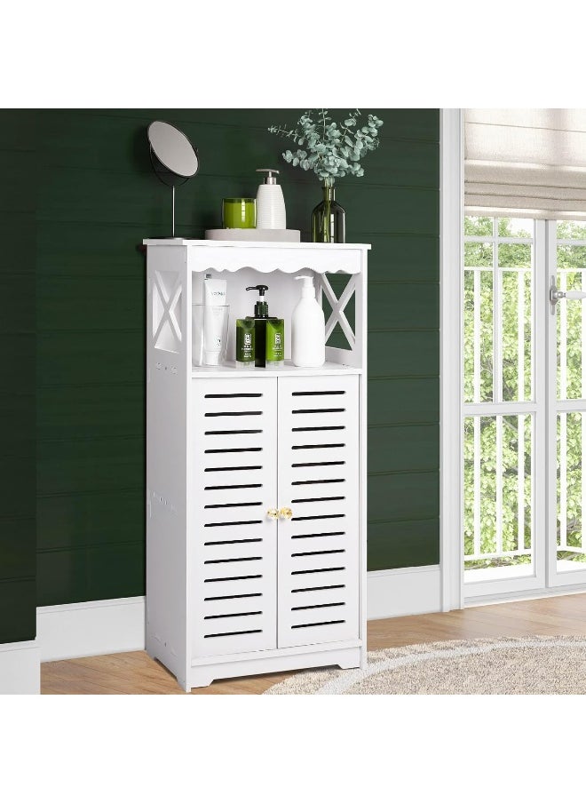 TPGP Bathroom Storage Cabinets, White Floor Cabinet, Home Waterproof Storage Furniture for Bedroom Kitchen Hallway, Cupboard Unit with Daily use Layer, 75x24x34cm  - Image 1