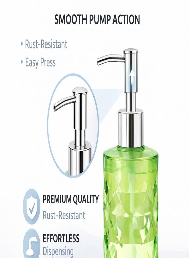 Bigining® 300ml Refillable Soap Dispenser Set (Pack of 2) | Transparent Geometric Plastic Handwash Bottles with BPA-Free Pump | Modern Countertop Dispensers for Bathroom & Kitchen (Green') - Image 4