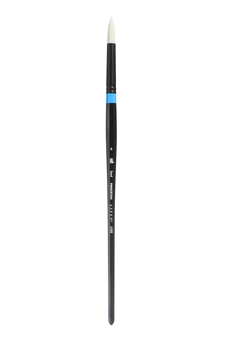 Princeton Aspen Long Handle Round Paint Brush | Precise Brush for Fine Detail | Maximum Colour Holding Capacity | Even & Consistent Flow |Size - No 8 - Image 1