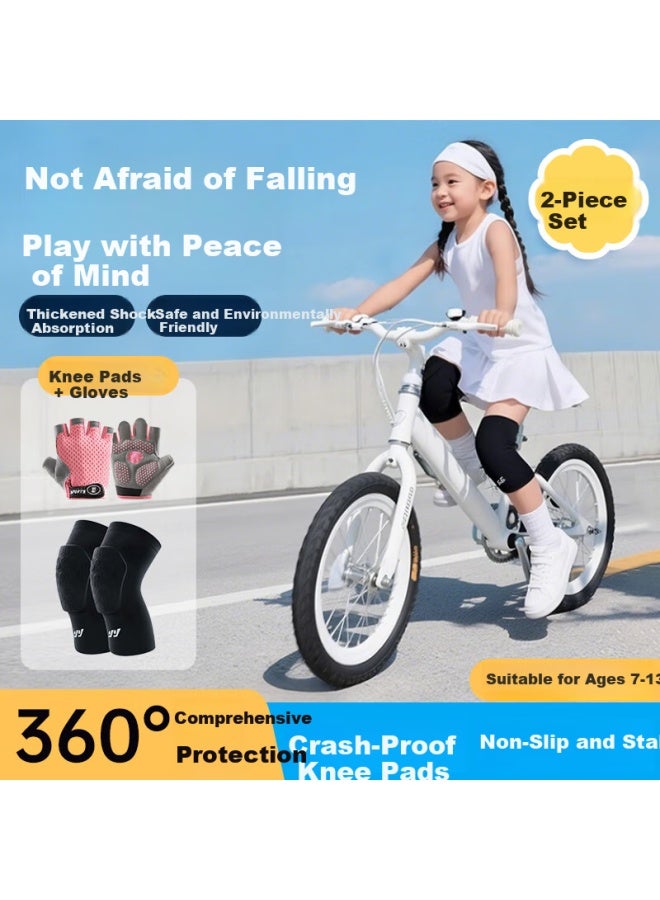 Ousen Children's Cycling Protective Gear Set: Knee Pads, Sports Fingerless Gloves, Knee Protection, Anti-fall Bicycle, Summer Lightweight Versio