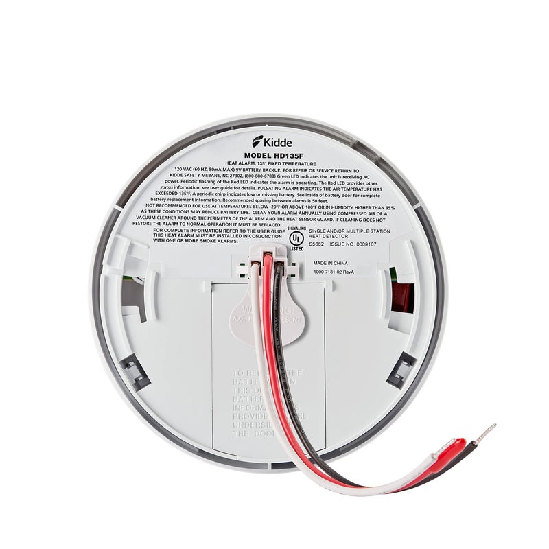 Kidde Heat Detector, Hardwired with Battery Backup & 2 LEDs, Interconnect Capability, Ideal for Garages - Image 2