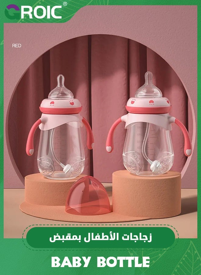 GROIC Weaning Baby Bottles,Weighted Straw Cup for Infant,300ML Training Baby Cups with Removable Handles and Nipple,Self Feeding & Drinking Skills,Feeding Accessories - Image 3