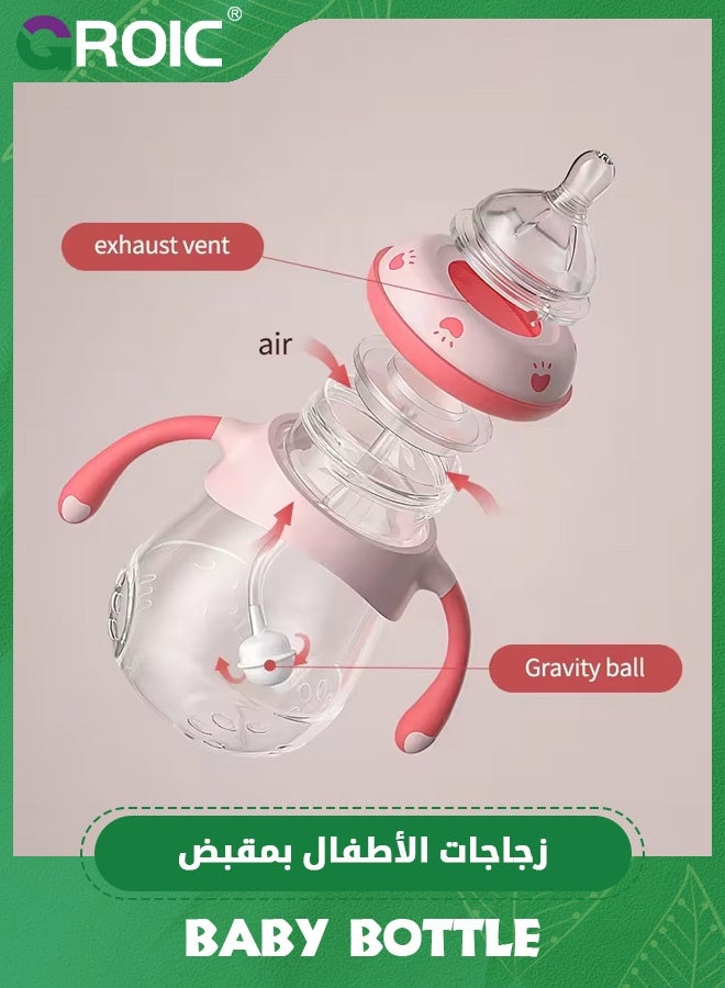 GROIC Weaning Baby Bottles,Weighted Straw Cup for Infant,300ML Training Baby Cups with Removable Handles and Nipple,Self Feeding & Drinking Skills,Feeding Accessories - Image 5