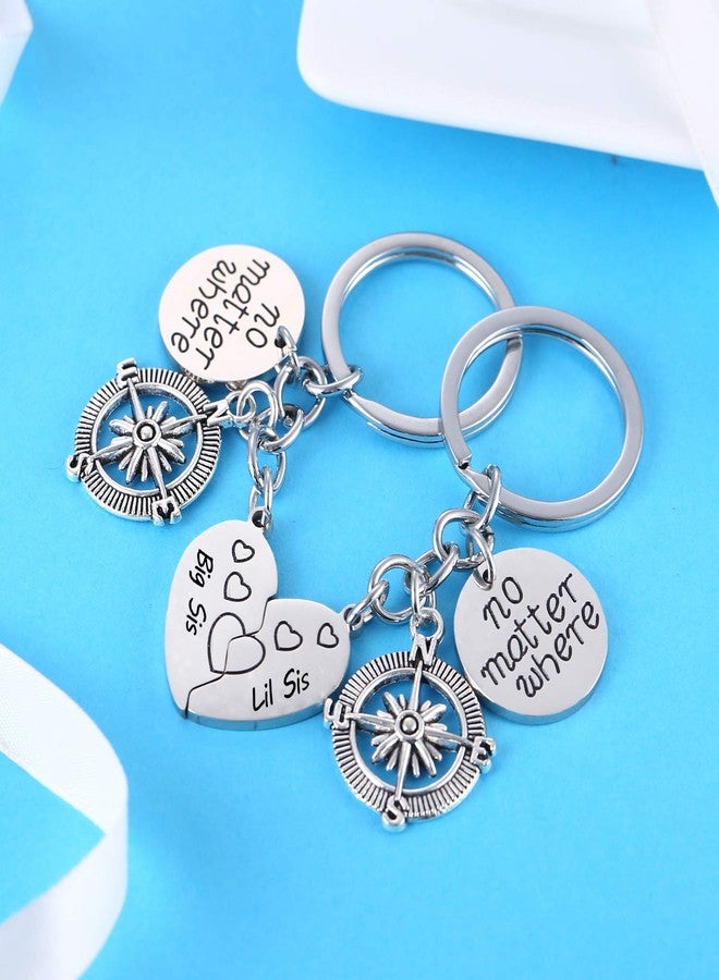 Nimteve 2PCs Sister Gifts From Sister Big Sis Little Sis Matching Heart Keychain Friends Gifts Long Distance Relationship Keyring - Image 2