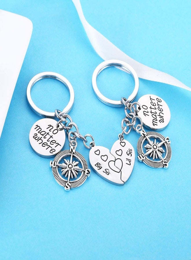 Nimteve 2PCs Sister Gifts From Sister Big Sis Little Sis Matching Heart Keychain Friends Gifts Long Distance Relationship Keyring - Image 3