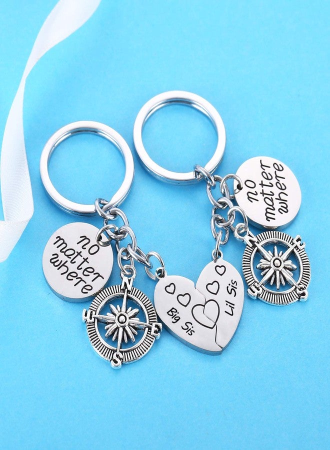 Nimteve 2PCs Sister Gifts From Sister Big Sis Little Sis Matching Heart Keychain Friends Gifts Long Distance Relationship Keyring - Image 4