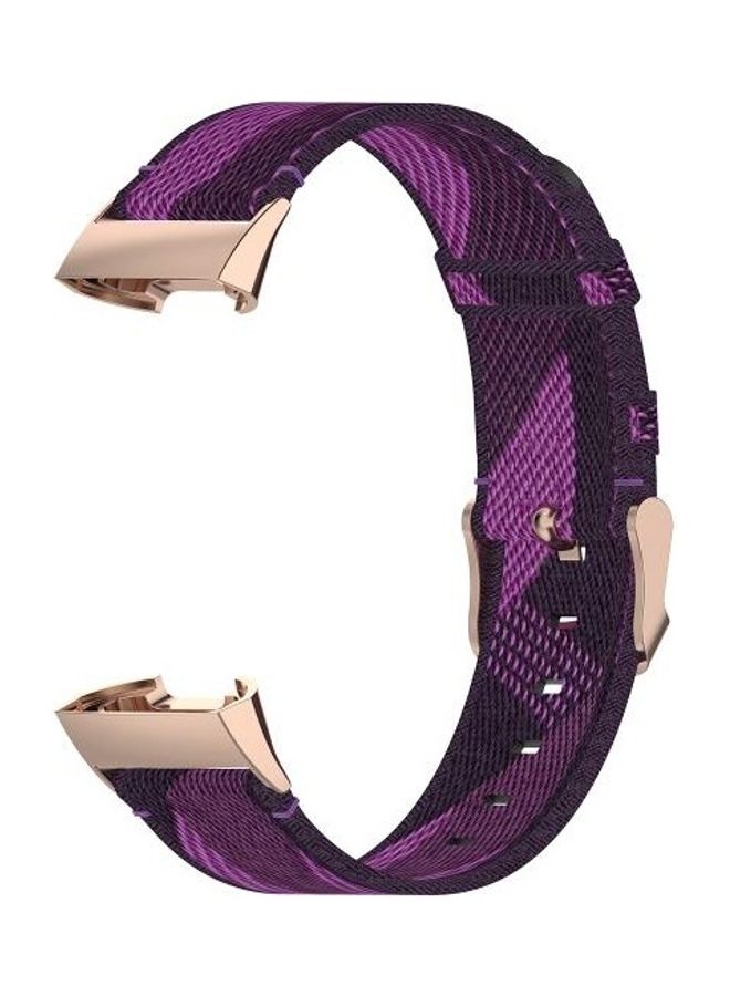 إسكدنيا For Fitbit SE Head Grain Denim Replacement Strap Watchband Purple - Image 5