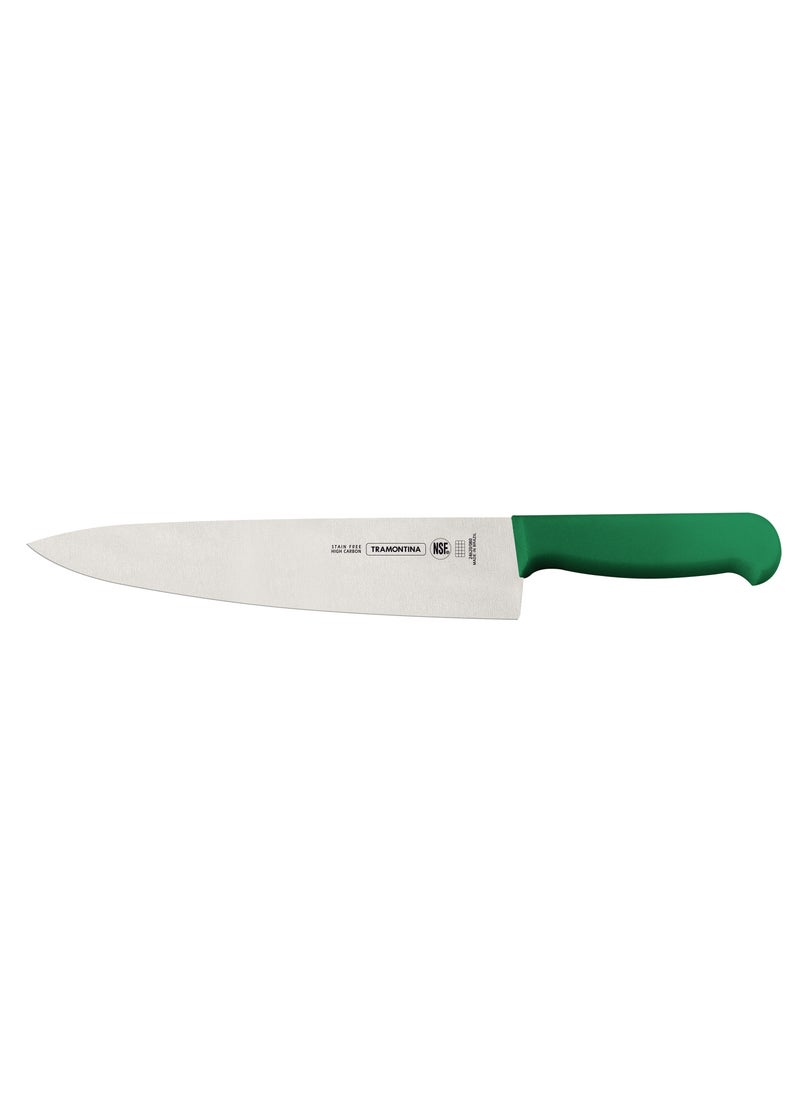 TRAMONTINA Since 1911,Made in Brazil- Professional 10 Inches Meat Knife with Stainless Steel Blade and Green Polypropylene Handle with Antimicrobial Protection  - Image 1