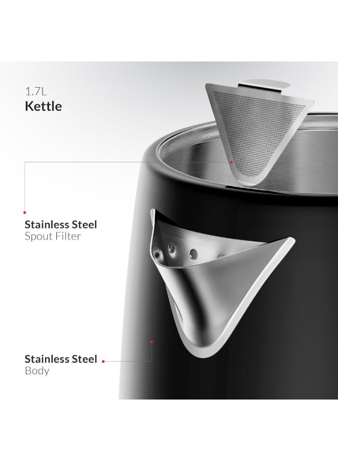 Feller Retro Style 1.7L 2-in-1 Stainless Steel Tea Maker+Kettle, 2200W, 40-100°C Adjustable Touch-Sensitive Temp Setting, LED Display - Image 2